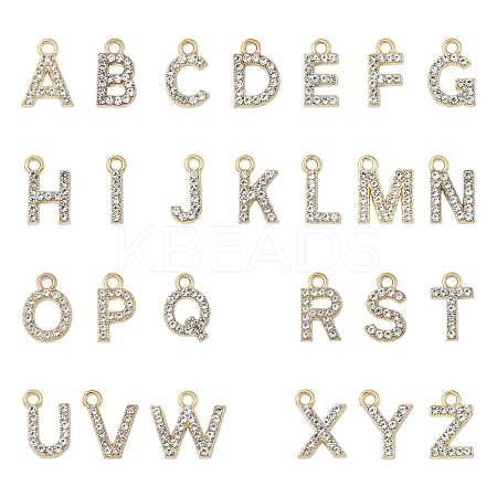 26Pcs 26 Styles Golden Tone Alloy Rhinestone Pendants FIND-FS0003-26-1