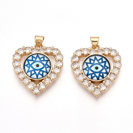 Brass Micro Pave Clear Cubic Zirconia Pendants for Women KK-T070-93A-01-1