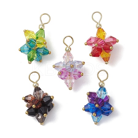5Pcs Flower Acrylic Pendants PALLOY-JF03056-1