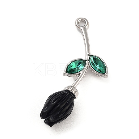 Alloy Resin Flower Pendants PALLOY-U003-06P-04-1