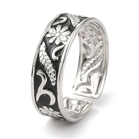 304 Stainless Steel Enamel Open Cuff Rings for Women RJEW-F166-35P-02-1