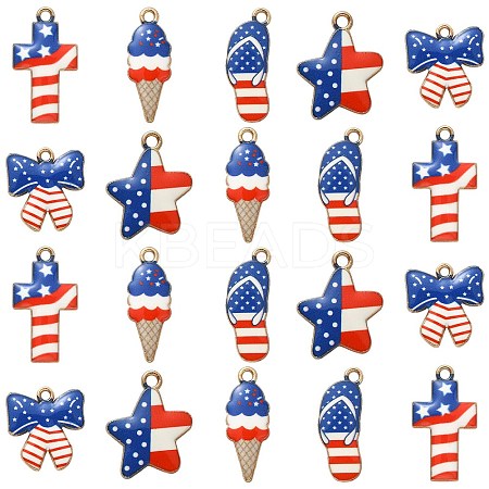 50Pcs 5 Styles Rack Plating Alloy Enamel Pendants ENAM-CJ0003-48-1