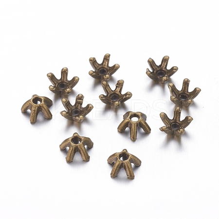 5-Petal Tibetan Style Alloy Bead Caps MLF0663Y-NF-01-1