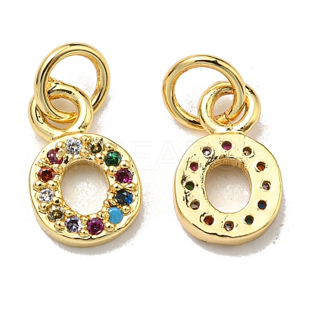 Brass Micro Pave Colorful Cubic Zirconia Charms ZIRC-F092-01-O-1