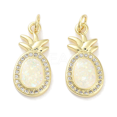 Brass Micro Pave Clear Cubic Zirconia Pendants KK-L213-042G-03-1