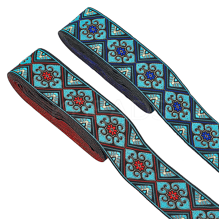 2 Bundles 2 Styles Ethnic Style Polyester Embroidery Ribbons OCOR-FG0002-29-1