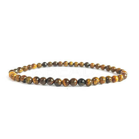 4mm Round Natural Tiger Eye Beads Bracelet for Men KG3069-34-1