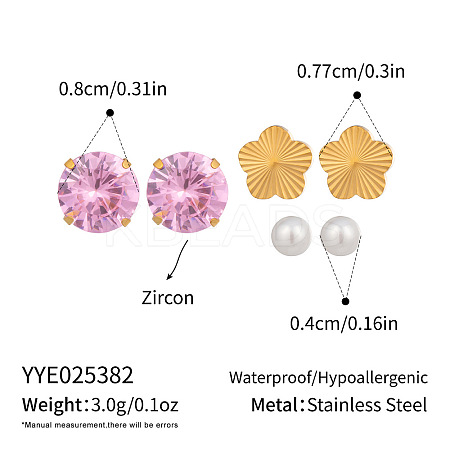3 Pairs 304 Stainless Steel Earring Sets VB5348-6-1