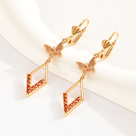 Fashionable Classic Copper Tassel Leverback Earrings with Zircon Stones WS8676-1