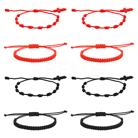 8Pcs 4 Style Nylon Braided Cord Bracelets Set BJEW-FI0001-52-1