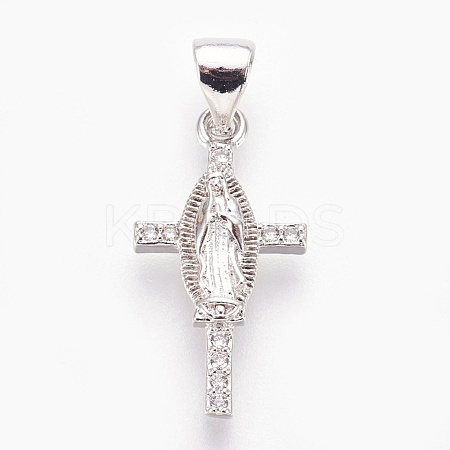 Brass Micro Pave Cubic Zirconia Pendants ZIRC-E153-28P-NR-1
