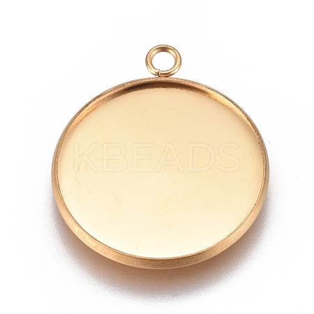 Ion Plating(IP) 304 Stainless Steel Pendant Cabochon Settings X-STAS-G127-13-22mm-G-1
