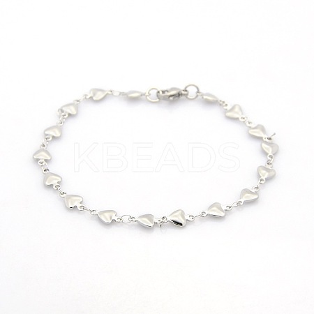 Tarnish Resistant Casual Style 304 Stainless Steel Heart Link Chain Bracelets LS-STAS-O036-05P-1