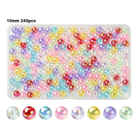 240Pcs 8 Colors Transparent Acrylic Beads MACR-YW0003-25-1