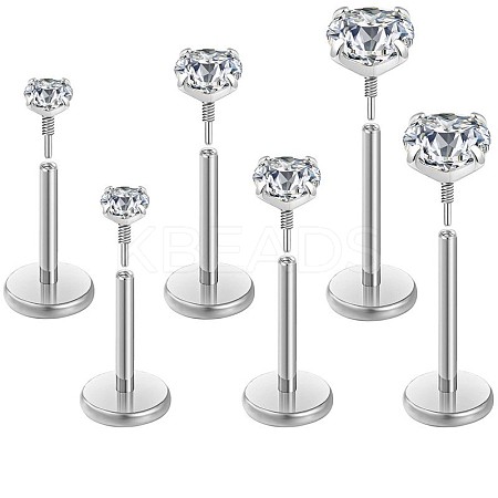 316L Surgical Stainless Steel Pave Clear Cubic Zirconia Flat Round Internally Threaded Labrets FS-WG7B90D-02-1