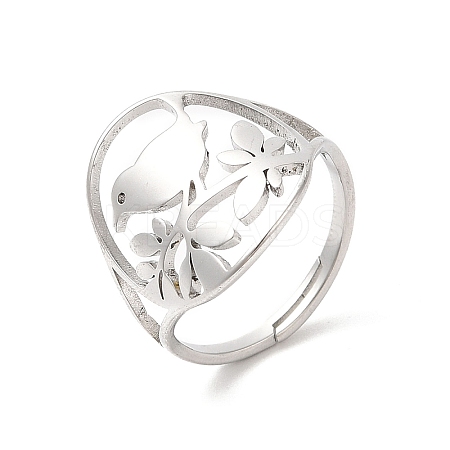 Non-Tarnish 304 Stainless Steel Bird Adjustable Ring for Women LS-RJEW-L107-034P-1