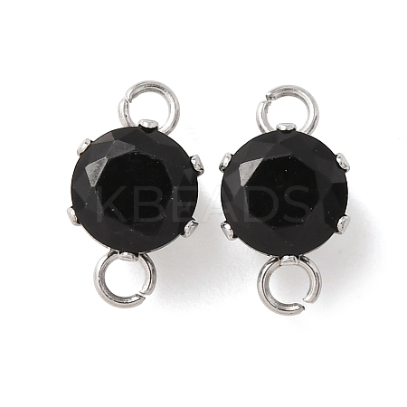 304 Stainless Steel Micro Pave Cubic Zirconia Connector Charms X-STAS-H240-50P-11-1