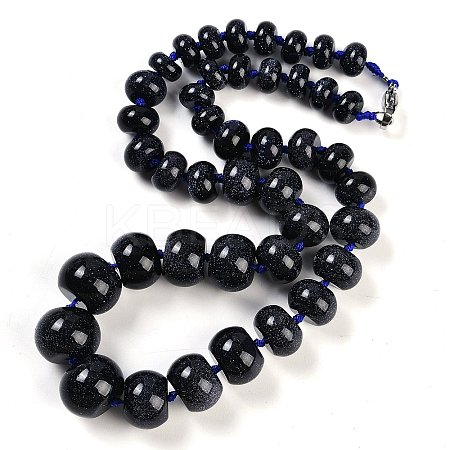 Synthetic Blue Goldstone Rondelle Graduated Beaded Necklaces for Women Men NJEW-K388-02A-1