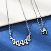 201 Stainless Steel Number 444 with Butterfly Wings Pendant Necklaces LS-NJEW-P332-01B-P-3