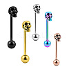 Skull 304 Stainless Steel Straight Barbell 15 Gauge Piercing Tongue Rings for Women Men FS-WG07D05-03-2