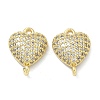 Brass Micro Pave Clear Cubic Zirconia Heart Connector Charms KK-I476-16G-1