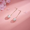 Clear Cubic Zirconia Tassel with Imitation Pearl Dangle Stud Earrings JE1050A-5