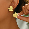 Stylish 201 Stainless Steel Striped Flower Stud Earrings LS-CN5900-2-3