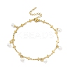 Plastic Pearl Charms Bracelet with Cross Link Chains STAS-E001-28G-1
