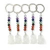 Cat Natural Quartz Crystal Keychain KEYC-F040-11B-1