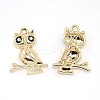 Nickel Free & Lead Free Golden Alloy Enamel Owl Pendants for Halloween PALLOY-J219-041-NR-1