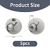 5Pcs 304 Stainless Steel Round Cord End Caps STAS-FH0002-40B-2