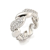 Brass Micro Pave Clear Cubic Zirconia Cuff Ring RJEW-Z035-01P-1