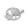 Brass Micro Pave Cubic Zirconia Pendants KK-P330-07D-P-2