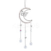 Natural Rose Quartz Chips & Metal Moon Butterfly Hanging Ornaments AJEW-WH20080-03A-1
