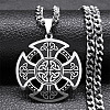 201 Stainless Steel Black Enamel Viking Kont Cross Pendant Necklaces LS-NJEW-H065-12P-1