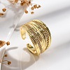 Rack Plating Brass Micro Pave Clear Cubic Zirconia Open Cuff Finger Rings for Women RJEW-M028-92G-2