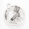 Tibetan Style Alloy Howling Wolf Pendants TIBEP-Q064-12AS-RS-2
