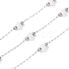 304 Stainless Steel Round Bead & ABS Plastic Pearl Heart Bead Cable Chains CHS-G048-08P-1
