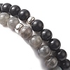 Natural Black Stone & Picasso Jasper & Labradorite & Synthetic Turquois & Non-Magnetic Synthetic Hematite Beaded Stretch Bracelets Sets for Women BJEW-JB09279-7