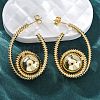 Spiral with Round Brass Stud Earrings EJEW-R025-04G-1
