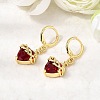 Heart Brass Glass Hoop Earrings EJEW-P333-09D-G-2