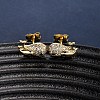 Brass Micro Pave Clear Cubic Zirconia Stud Earrings LS-EJEW-D328-04G-03-1