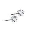 Rhodium Plated Star 999 Fine Silver Cubic Zirconia Stud Earrings for Women EJEW-S215-21P-1