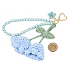 Handmade Cotton Yarn Crochet Lily of the Valley & Glass Pearl Round Bead Pendant Decorations HJEW-JM04389-02-3