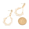 Teardrop Natural Pearl Beads Dangle Stud Earrings for Girl Women EJEW-JE04682-4