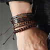 4Pcs 4 Styles PU Imitation Leather Braided Bracelets Sets BJEW-CL0001-13C-6