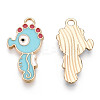 Light Gold Plated Alloy Enamel Pendants ENAM-T009-77B-RS-1