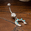 Cowboy Theme 304 Stainless Steel Pave Synthetic Turquoise Curved Barbell Dangle Belly Rings FS-WGEFD82-04-1
