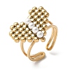 304 Stainless Steel Plastic Pearl Open Cuff Ring for Women LS-RJEW-Z088-04G-2