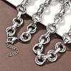 304 Stainless Steel Textured Double Ring Link Chain Necklaces NJEW-S453-02P-C-1